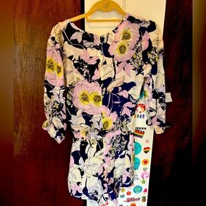 Floral Print Silk Yumi Kim Romper with Pink and Yellow Accents